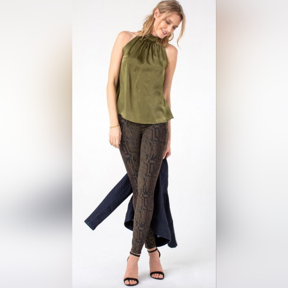 Liverpool Los Angeles Madonna Knit Leggings Copper Black Python Size 4